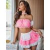 imageAvidlove Sexy Maid Lingerie for Women Cosplay Lingerie Set Contrast Lace Maid Costume Set5packPink Plaid