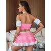 imageAvidlove Sexy Maid Lingerie for Women Cosplay Lingerie Set Contrast Lace Maid Costume Set5packPink Plaid