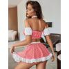imageAvidlove Sexy Maid Lingerie for Women Cosplay Lingerie Set Contrast Lace Maid Costume Set5packRed Plaid