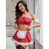 imageAvidlove Sexy Maid Lingerie for Women Cosplay Lingerie Set Contrast Lace Maid Costume Set5packRed and White