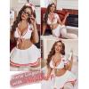 imageAvidlove Sexy Nurse Lingerie for Women Roleplay Lingerie Set Nurse Cosplay Outfits with Tie Top and Mini Pleated Skirt SetA White