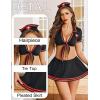 imageAvidlove Sexy Nurse Lingerie for Women Roleplay Lingerie Set Nurse Cosplay Outfits with Tie Top and Mini Pleated Skirt SetBlack