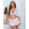 imageAvidlove Sexy Nurse Lingerie for Women Roleplay Lingerie Set Nurse Cosplay Outfits with Tie Top and Mini Pleated Skirt SetLove Print