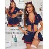 imageAvidlove Sexy Nurse Lingerie for Women Roleplay Lingerie Set Nurse Cosplay Outfits with Tie Top and Mini Pleated Skirt SetNavy Blue
