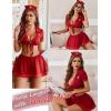imageAvidlove Sexy Nurse Lingerie for Women Roleplay Lingerie Set Nurse Cosplay Outfits with Tie Top and Mini Pleated Skirt SetWine Red