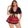 imageAvidlove Sexy Plus Size Lingerie Set for Women Sexy School Girl Halloween Costumes Cosplay Lingerie with Mini SkirtAwine Red