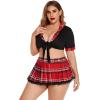 imageAvidlove Sexy Plus Size Lingerie Set for Women Sexy School Girl Halloween Costumes Cosplay Lingerie with Mini SkirtAwine Red