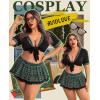 imageAvidlove Sexy Plus Size Lingerie Set for Women Sexy School Girl Halloween Costumes Cosplay Lingerie with Mini SkirtDark Green