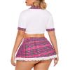 imageAvidlove Sexy Plus Size Lingerie Set for Women Sexy School Girl Halloween Costumes Cosplay Lingerie with Mini SkirtPink Plaid