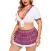 imageAvidlove Sexy Plus Size Lingerie Set for Women Sexy School Girl Halloween Costumes Cosplay Lingerie with Mini SkirtPink Plaid