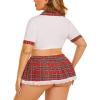 imageAvidlove Sexy Plus Size Lingerie Set for Women Sexy School Girl Halloween Costumes Cosplay Lingerie with Mini SkirtRed Plaid