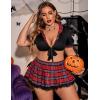 imageAvidlove Sexy Plus Size Lingerie Set for Women Sexy School Girl Halloween Costumes Cosplay Lingerie with Mini SkirtRed and Blue Plaid