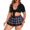 imageAvidlove Sexy Plus Size Lingerie Set for Women Sexy School Girl Halloween Costumes Cosplay Lingerie with Mini SkirtRoyal Blue
