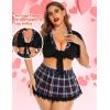 imageAvidlove Sexy Plus Size Lingerie Set for Women Sexy School Girl Halloween Costumes Cosplay Lingerie with Mini SkirtRoyal Blue