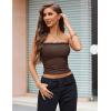 imageAvidlove Tube Tops for Women Lace Trim Ribbed Strapless Crop Tops Ruched Y2k Bandeau Going Out TopBrown
