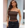 imageAvidlove Tube Tops for Women Lace Trim Ribbed Strapless Crop Tops Ruched Y2k Bandeau Going Out TopBrown