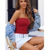 imageAvidlove Tube Tops for Women Lace Trim Ribbed Strapless Crop Tops Ruched Y2k Bandeau Going Out TopDark Red