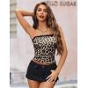 imageAvidlove Tube Tops for Women Lace Trim Ribbed Strapless Crop Tops Ruched Y2k Bandeau Going Out TopLeopard