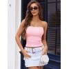 imageAvidlove Tube Tops for Women Lace Trim Ribbed Strapless Crop Tops Ruched Y2k Bandeau Going Out TopPink
