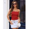 imageAvidlove Tube Tops for Women Lace Trim Ribbed Strapless Crop Tops Ruched Y2k Bandeau Going Out TopRed