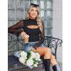 imageAvidlove Women Long Sleeve Thong Bodysuit Turtle Neck Shapewear Sexy Mesh Top Double Lined Cutout Shirt XS2XLBlack