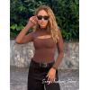 imageAvidlove Women Long Sleeve Thong Bodysuit Turtle Neck Shapewear Sexy Mesh Top Double Lined Cutout Shirt XS2XLBrown