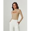 imageAvidlove Women Long Sleeve Thong Bodysuit Turtle Neck Shapewear Sexy Mesh Top Double Lined Cutout Shirt XS2XLKhaki