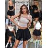 imageAvidlove Women Pleated Sheer Mini Skirt Y2k Asymmetrical Flowy Short Skirts Sexy Rave OutfitsBlack Sheer