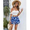 imageAvidlove Women Pleated Sheer Mini Skirt Y2k Asymmetrical Flowy Short Skirts Sexy Rave OutfitsFloral Print Blue