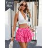 imageAvidlove Women Pleated Sheer Mini Skirt Y2k Asymmetrical Flowy Short Skirts Sexy Rave OutfitsLeopard Print Pink