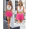 imageAvidlove Women Pleated Sheer Mini Skirt Y2k Asymmetrical Flowy Short Skirts Sexy Rave OutfitsLeopard Print Pink