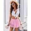 imageAvidlove Women Pleated Sheer Mini Skirt Y2k Asymmetrical Flowy Short Skirts Sexy Rave OutfitsPink Sheer