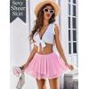 imageAvidlove Women Pleated Sheer Mini Skirt Y2k Asymmetrical Flowy Short Skirts Sexy Rave OutfitsPink Sheer