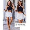 imageAvidlove Women Pleated Sheer Mini Skirt Y2k Asymmetrical Flowy Short Skirts Sexy Rave OutfitsWhite Sheer