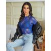 imageAvidlove Womens Mesh Top Long Sleeve Mock Neck Sheer Blouse See Through Floral Lace TopsBlue