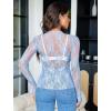 imageAvidlove Womens Mesh Top Long Sleeve Mock Neck Sheer Blouse See Through Floral Lace TopsLight Blue