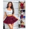 imageAvidlove Womens Mini Skirt Basic High Waisted Tiered Ruffles Short Lace Hem Cute Lingerie Skirts SXXLDark Red