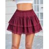 imageAvidlove Womens Mini Skirt Basic High Waisted Tiered Ruffles Short Lace Hem Cute Lingerie Skirts SXXLDark Red