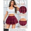 imageAvidlove Womens Mini Skirt Basic High Waisted Tiered Ruffles Short Lace Hem Cute Lingerie Skirts SXXLDark Red