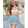 imageAvidlove Womens Mini Skirt Basic High Waisted Tiered Ruffles Short Lace Hem Cute Lingerie Skirts SXXLLight Blue