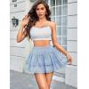 imageAvidlove Womens Mini Skirt Basic High Waisted Tiered Ruffles Short Lace Hem Cute Lingerie Skirts SXXLLight Blue