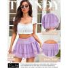 imageAvidlove Womens Mini Skirt Basic High Waisted Tiered Ruffles Short Lace Hem Cute Lingerie Skirts SXXLLilac