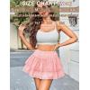 imageAvidlove Womens Mini Skirt Basic High Waisted Tiered Ruffles Short Lace Hem Cute Lingerie Skirts SXXLPink
