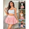 imageAvidlove Womens Mini Skirt Basic High Waisted Tiered Ruffles Short Lace Hem Cute Lingerie Skirts SXXLPink