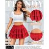 imageAvidlove Womens Mini Skirt Basic High Waisted Tiered Ruffles Short Lace Hem Cute Lingerie Skirts SXXLRed