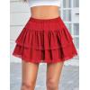 imageAvidlove Womens Mini Skirt Basic High Waisted Tiered Ruffles Short Lace Hem Cute Lingerie Skirts SXXLRed
