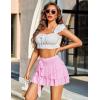 imageAvidlove Womens Mini Skirt Mesh Flowy Hem Y2K Skirts MultiLayer Ruffle Trim Lingerie SkirtPink