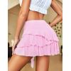 imageAvidlove Womens Mini Skirt Mesh Flowy Hem Y2K Skirts MultiLayer Ruffle Trim Lingerie SkirtPink