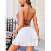 imageAvidlove Womens Mini Skirt Mesh Flowy Hem Y2K Skirts MultiLayer Ruffle Trim Lingerie SkirtWhite