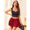 imageAvidlove Womens Mini Skirt Mesh Flowy Hem Y2K Skirts MultiLayer Ruffle Trim Lingerie SkirtWine Red